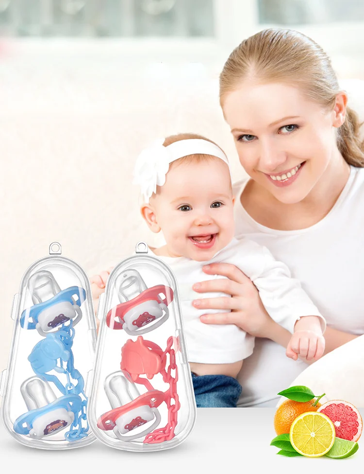 Pacifier set open in PP storage box with internal dividers