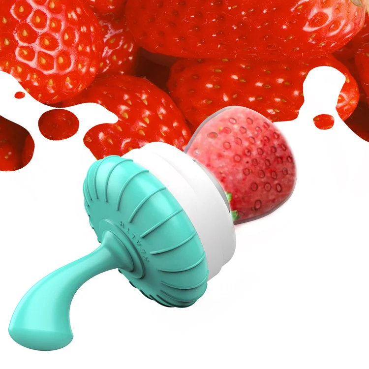 Orange silicone baby food feeder pacifier with the teat removed, showing mesh
