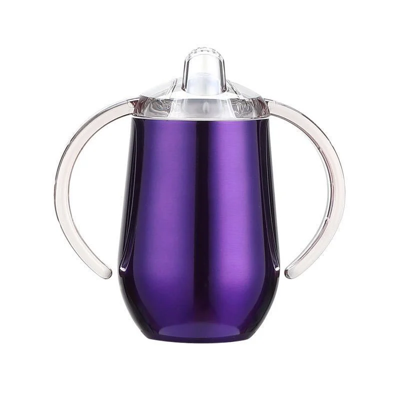 Yellow 10 oz insulated sippy cup in use by a toddler