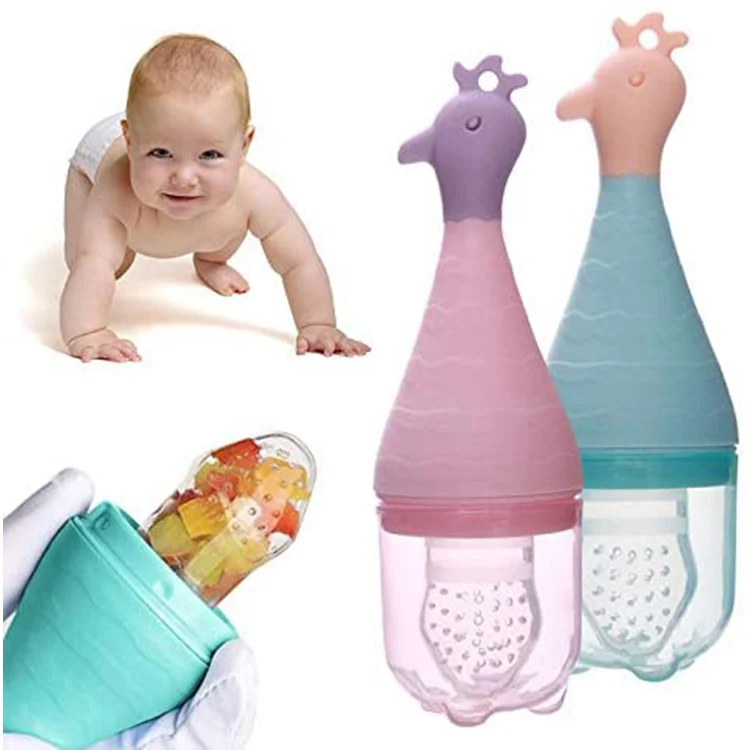 Baby fruit feeder pacifier with anti-slip handle, side view showing handle and base