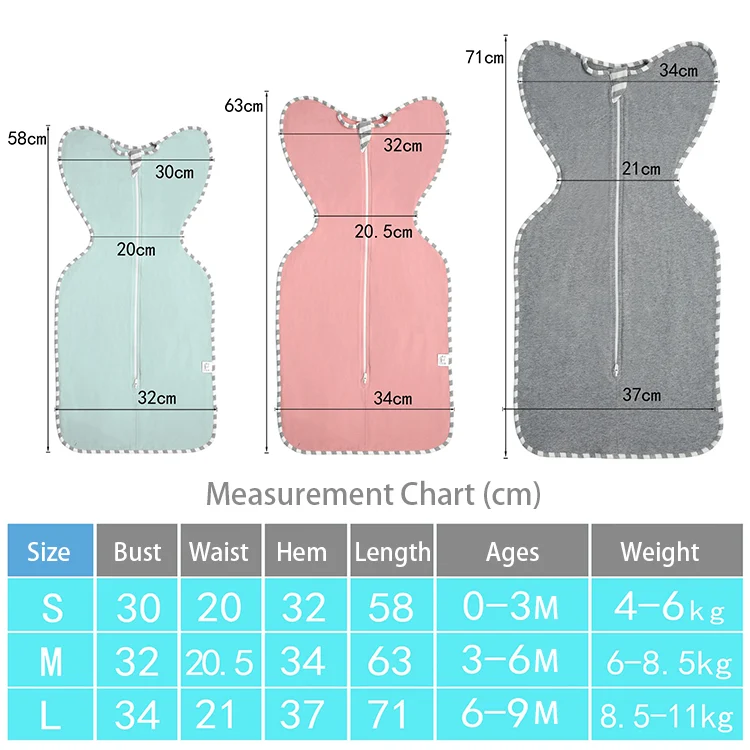 2-Way Zipper Arms Up Sleeves Transition Baby Sleep Sack