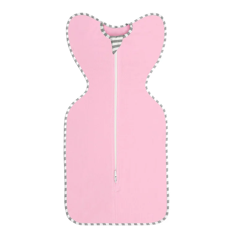 Green baby sleep sack with arms in, showing neck zipper cover