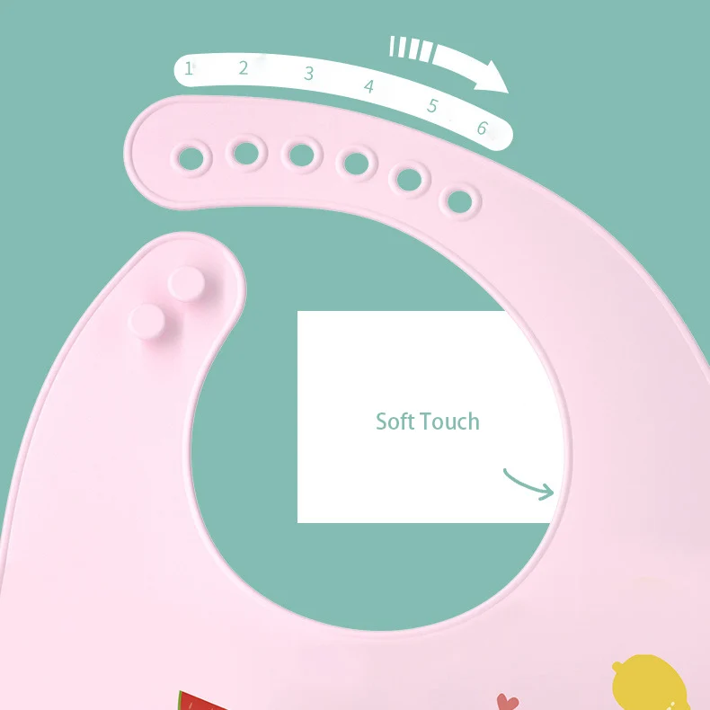 Silicone baby bib with the pouch closed and stored
