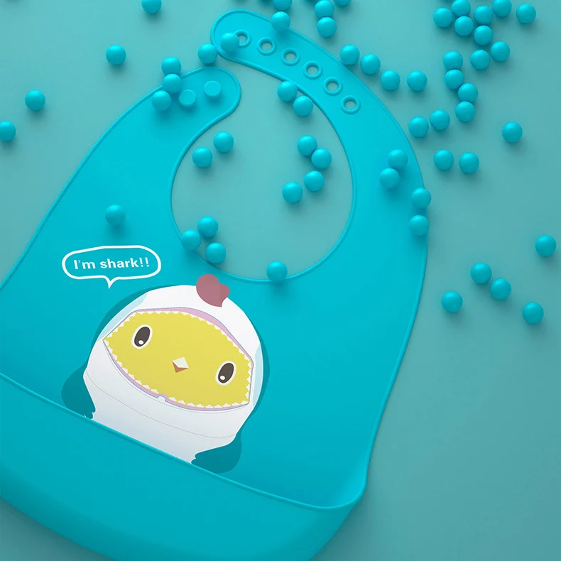Light-weight Easy Clean Comfortable Soft Silicone Waterproof Baby Bib with Pouch