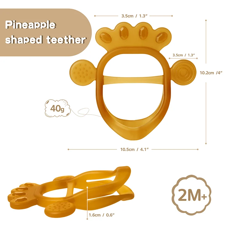 Teether displayed on a white background with a baby shower gift theme