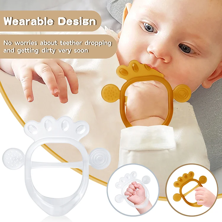 Teether set in craft paper box with brand logo and product details