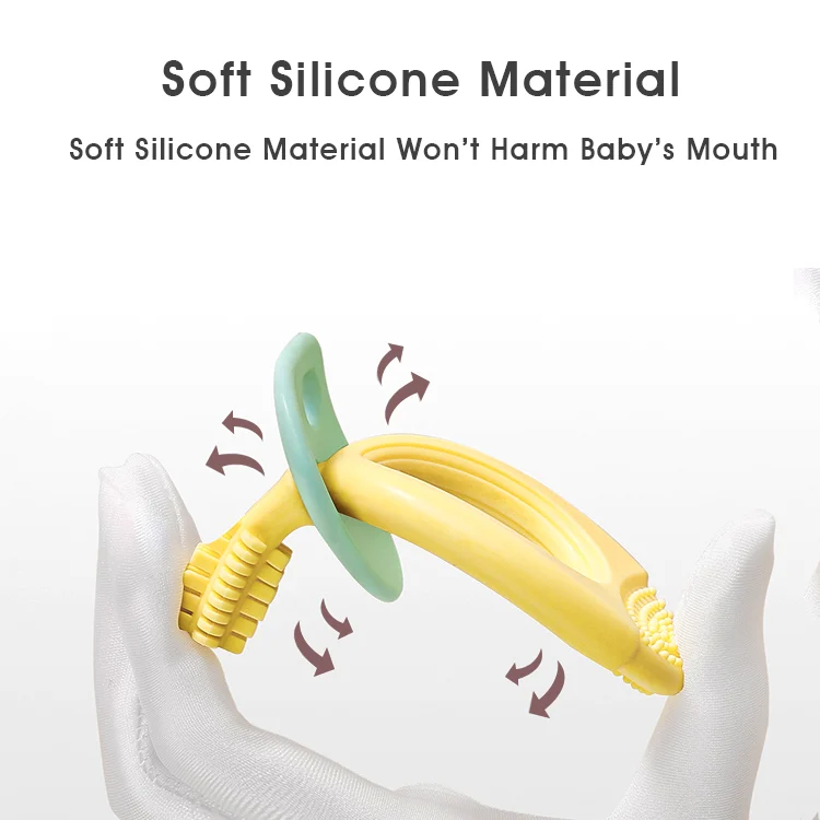 Teether toothbrush with the handle and brush head in a single piece