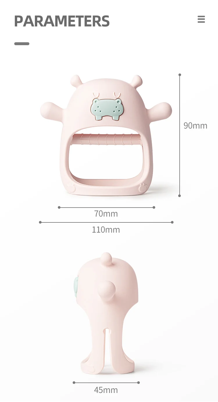 Hippo Buddy Anti-Dropping Hand Protection Soft Silicone Baby Teether