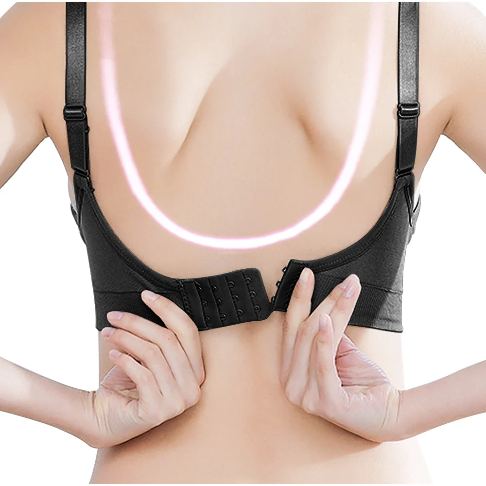 Two nursing bras laid flat in a zip bag, showing the fabric texture