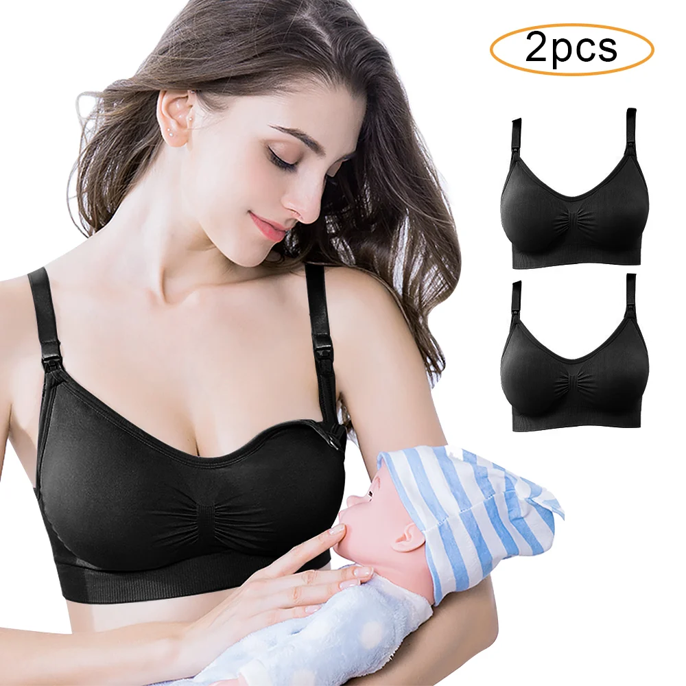 Pink seamless maternity nursing bra with back closure and adjustable straps