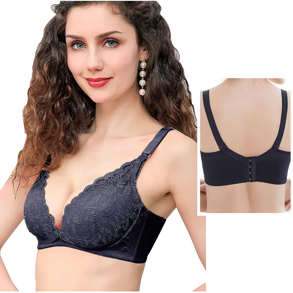 Close-up of the front snap opening on the nursing bra