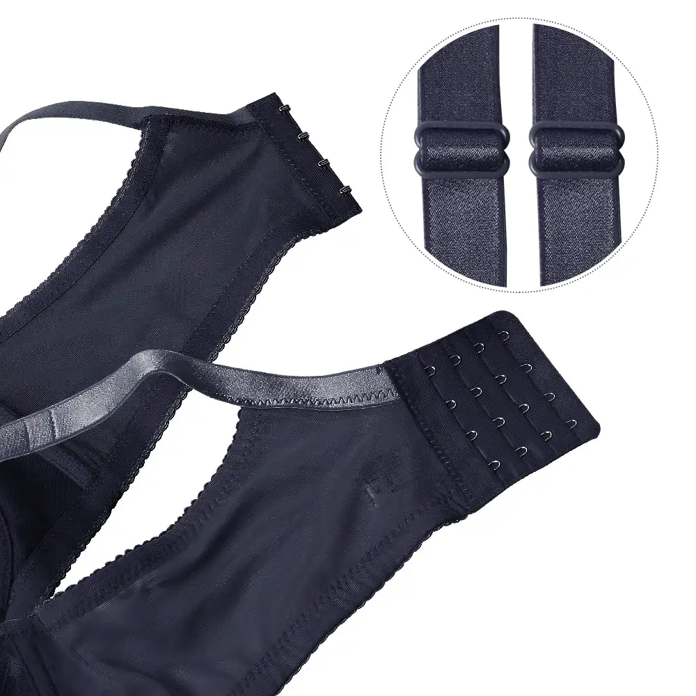 Back view of the bra with four hook-and-eye closures