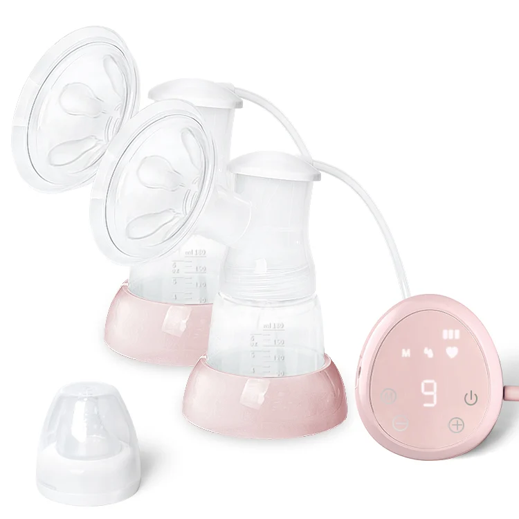 Double electric silent breast pump with PP bottle body and silicone flange