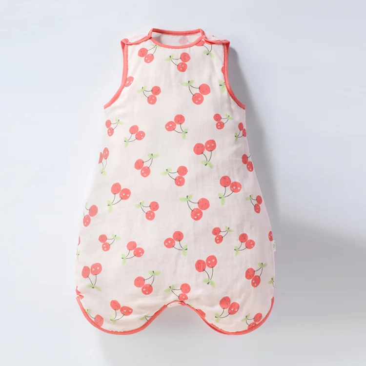 Brown baby sleeping bag with snap buttons open, showing interior lining