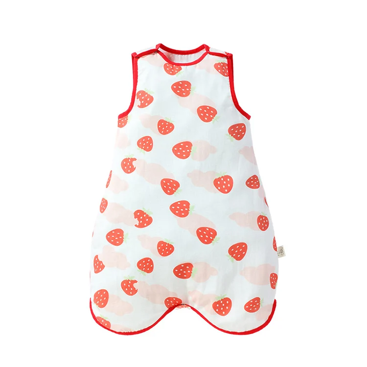 Pink 100% cotton baby sleep sack with snap buttons, standing upright
