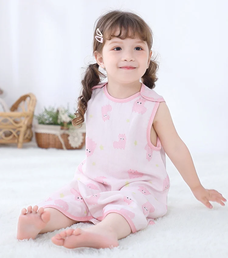 Blue baby sleep sack laid flat, highlighting the snap button seam