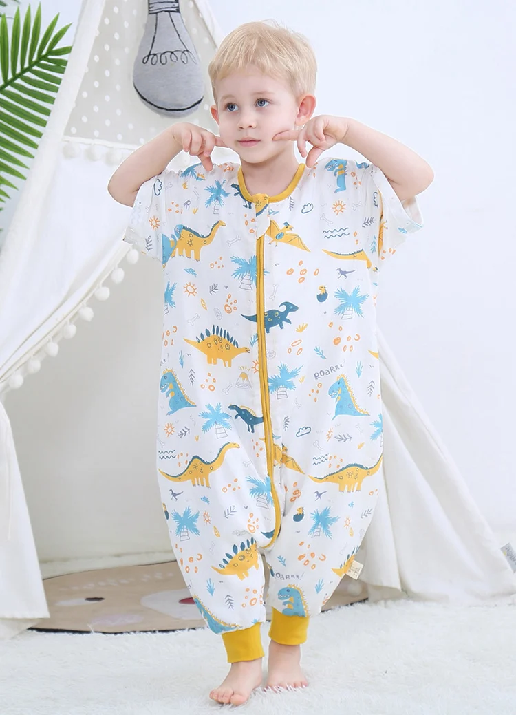 Yellow sleeping bag with sleeves in place, zipped from the top