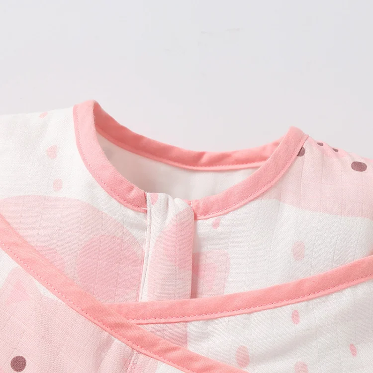 Black 100% cotton newborn sleeping bag with zipper open, showing zipper detail
