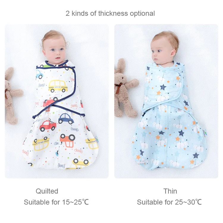 Red 100% cotton newborn sleeping bag with zipper closed, front view