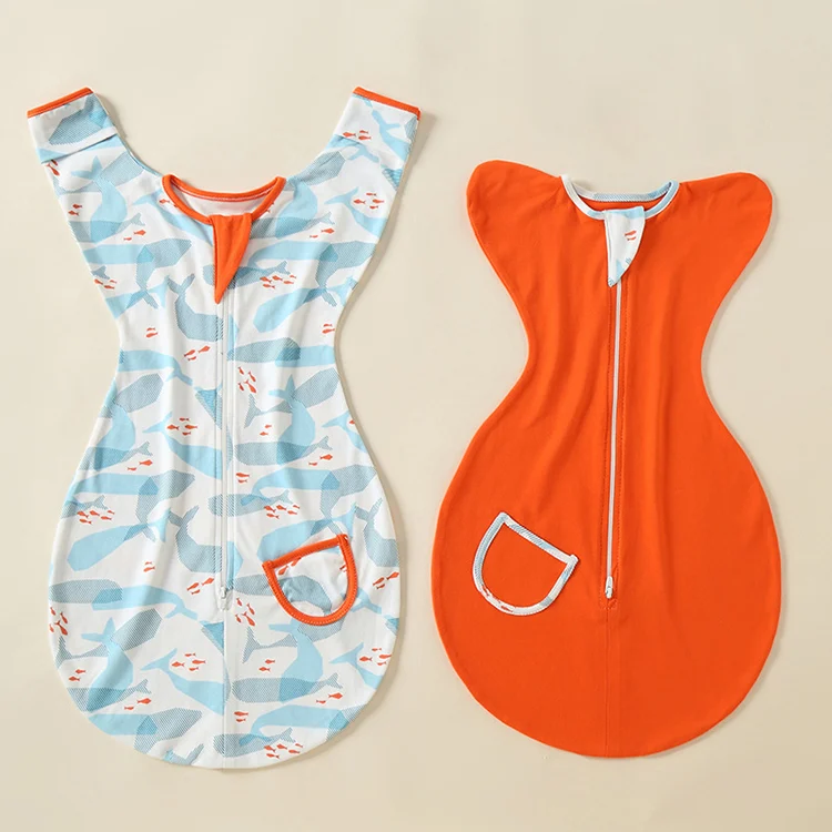 Blue 2-way zipper baby sleeping bag in size M, lying flat