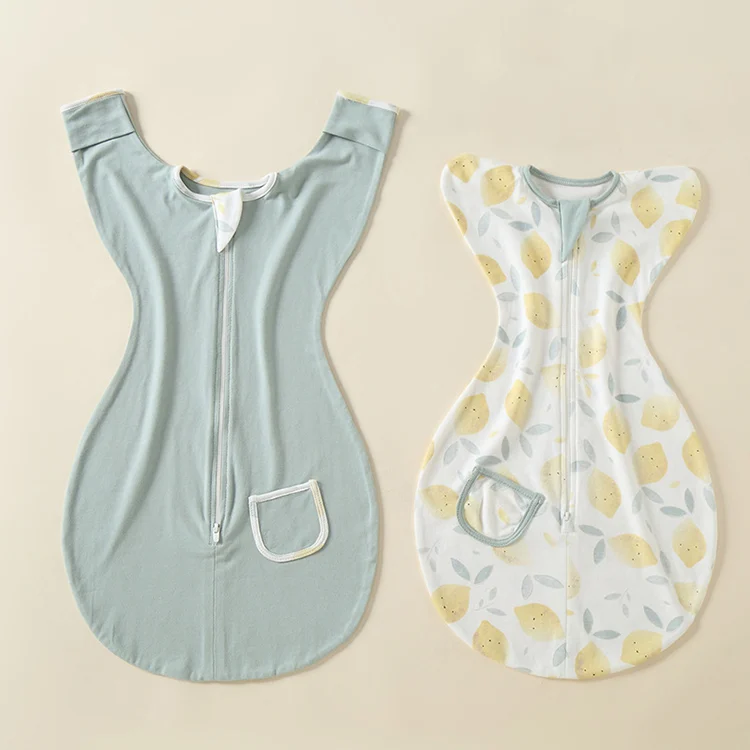 Green 2-way zipper baby sleeping bag in size L, with zipper open
