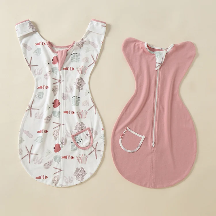 Side view of the sleeping bag showing the swaddle-style fit and sleeve length