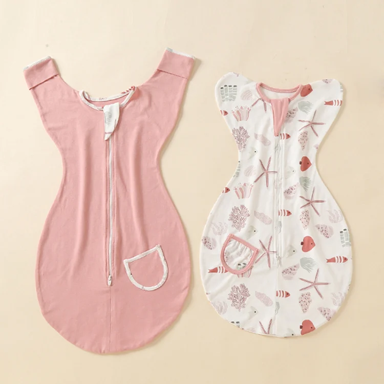 Baby sleeping bag in size L, with the zipper open and the foot section visible