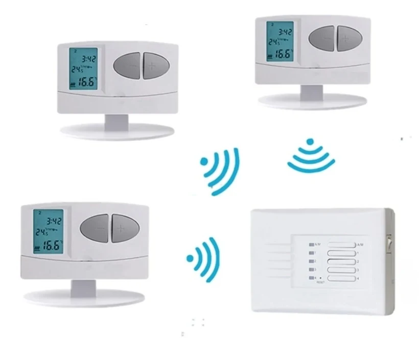 C7RF multi-zone wireless thermostat controlling up to four heating zones, view 4
