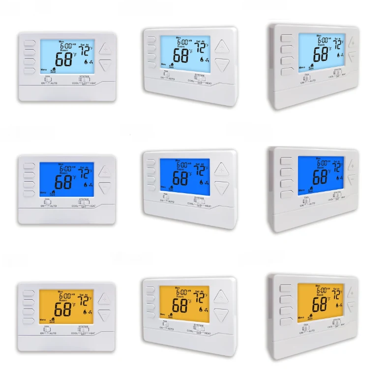 Model 3205 24V 7 day programmable air conditioner thermostat with digital LCD, view 3