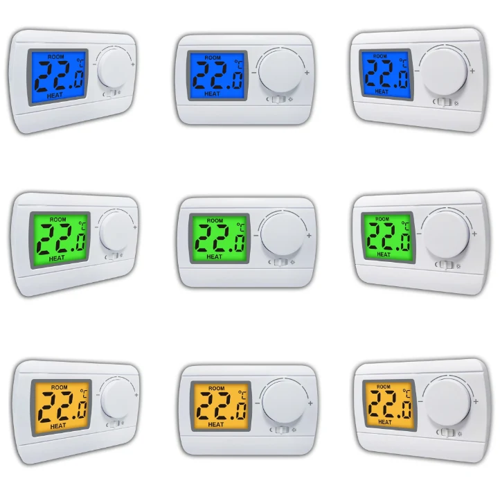 E3-H 230V wired dial room thermostat with classic white housing, view 4