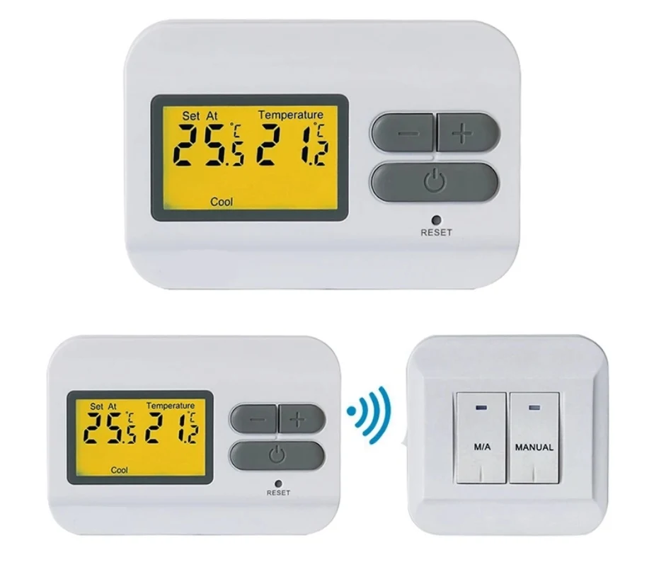 S2301RF wireless RF gas boiler thermostat with desk holder and receiver, view 3