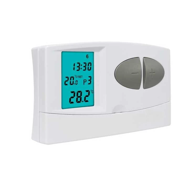Model C7 230V weekly programmable gas boiler thermostat with large push buttons, view 2