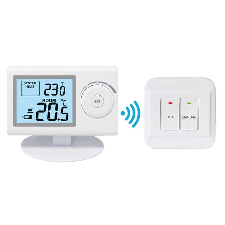 ST2403RF wireless gas boiler thermostat with adjustment dial and 230V receiver