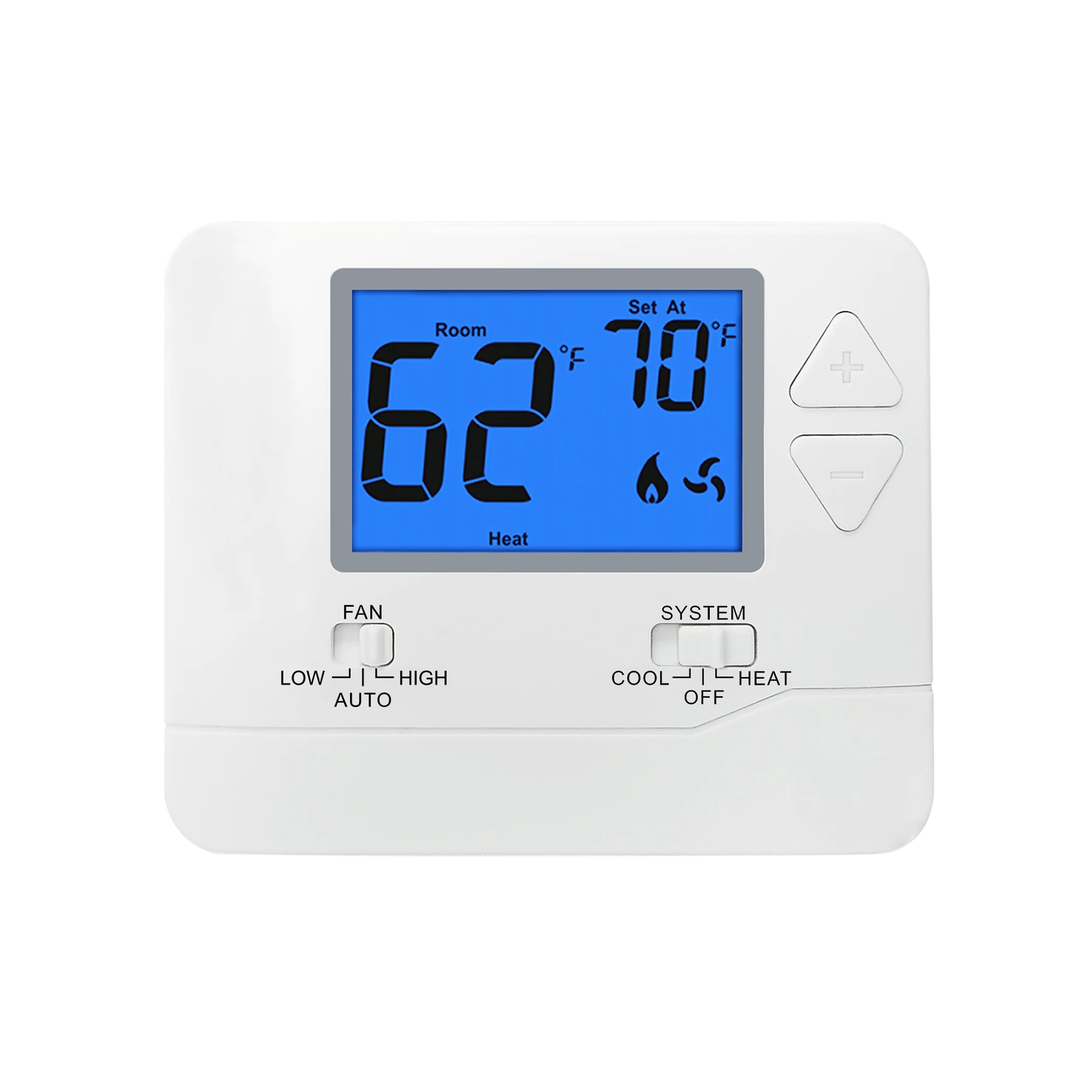 STN731W universal PTAC thermostat with base module and backlit LCD, view 4