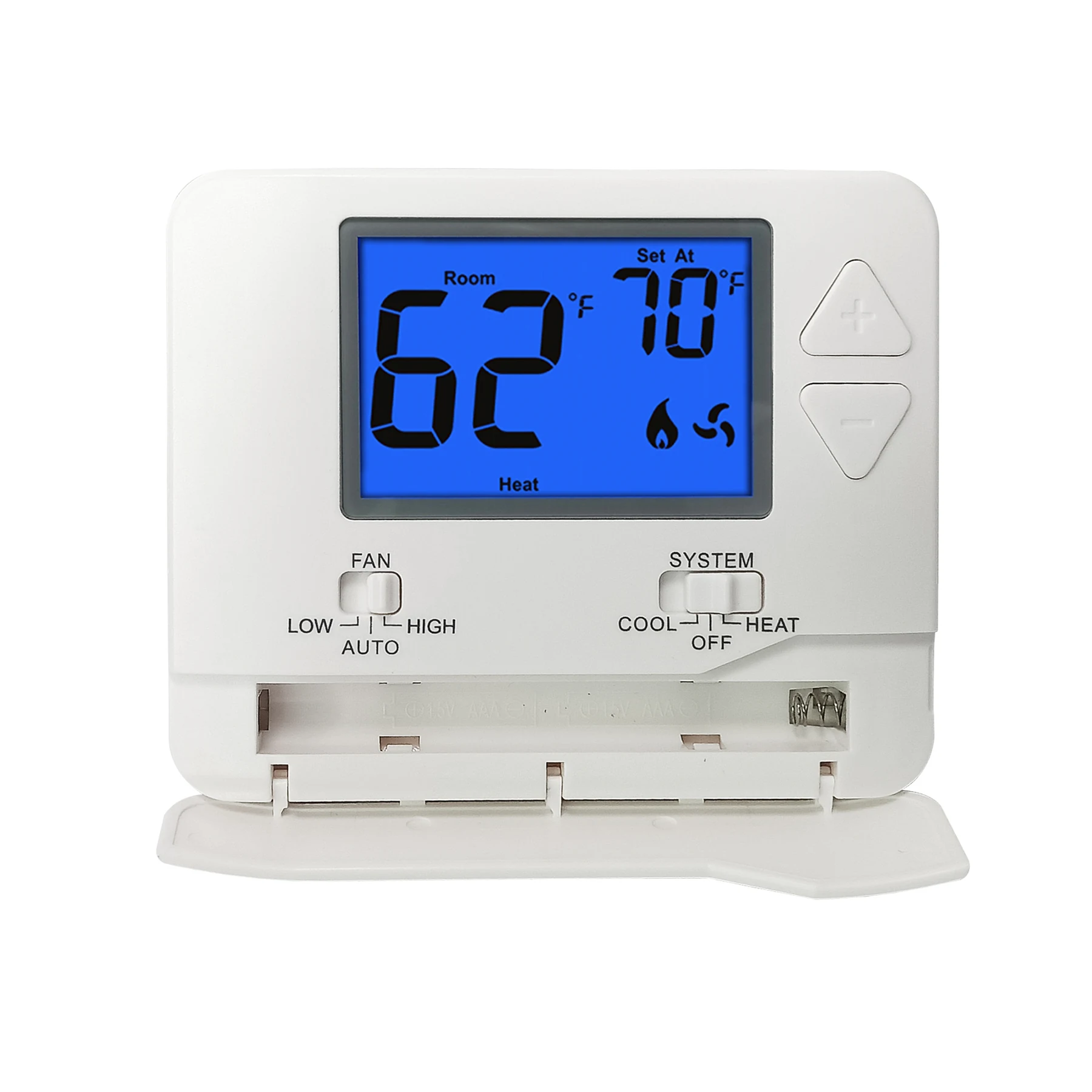 STN731W universal PTAC thermostat with base module and backlit LCD, view 8