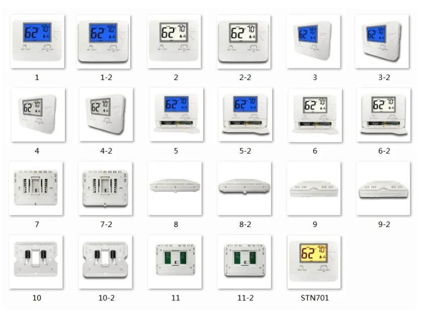 N701 24V non-programmable thermostat with large 4 square inch backlit LCD, view 7