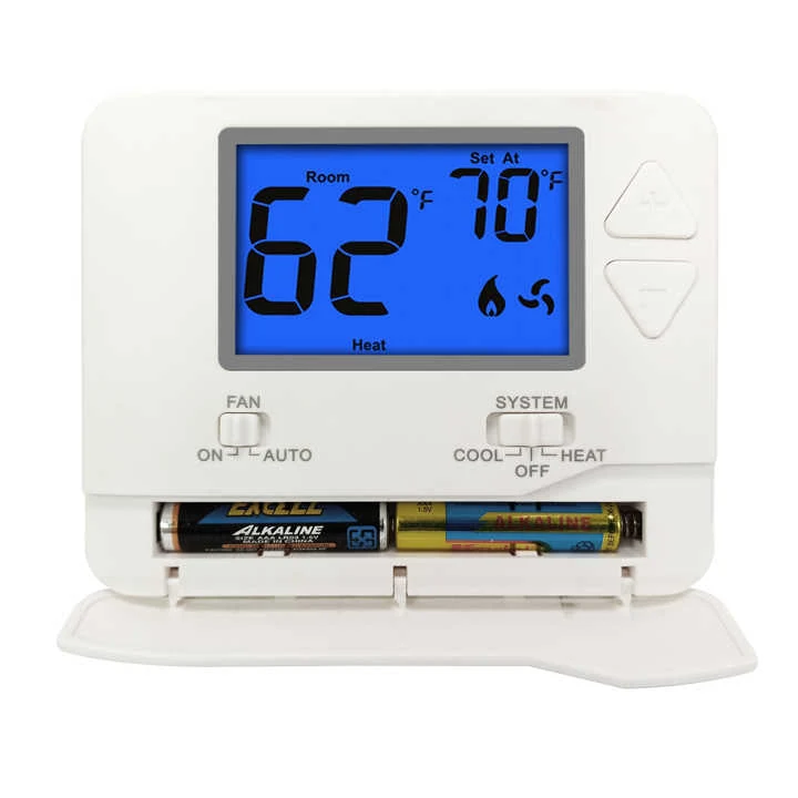 N701 24V non-programmable thermostat with large 4 square inch backlit LCD, view 2