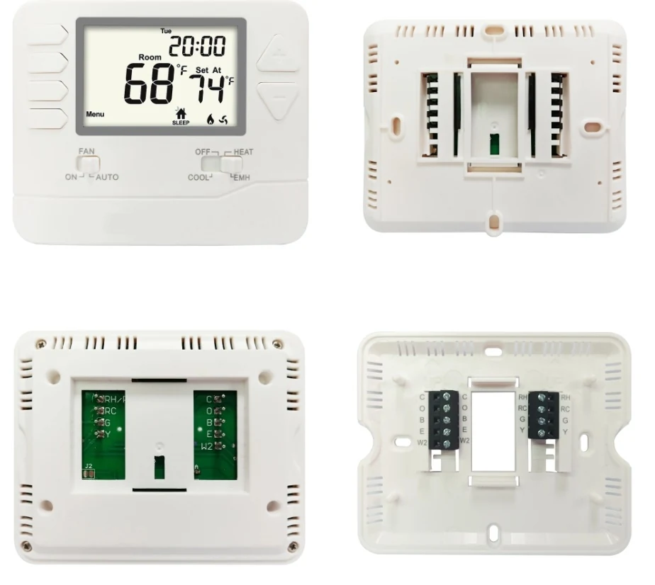 STN725 24V LCD heat pump programmable room thermostat, view 5