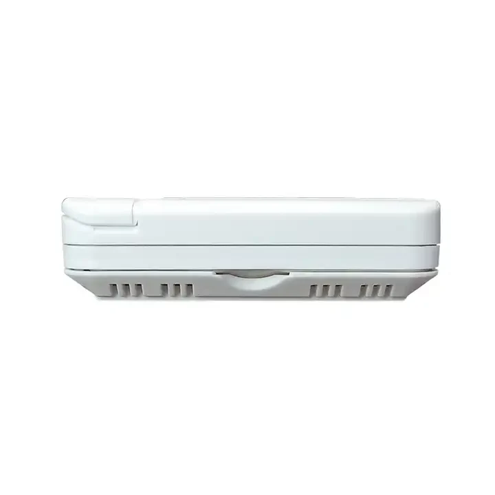 STN855 universal 24V touch screen thermostat showing heating and cooling setpoints, view 6