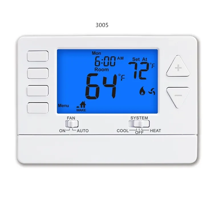Models 3005 and 3205 24V 7 day programmable builder thermostat, view 2