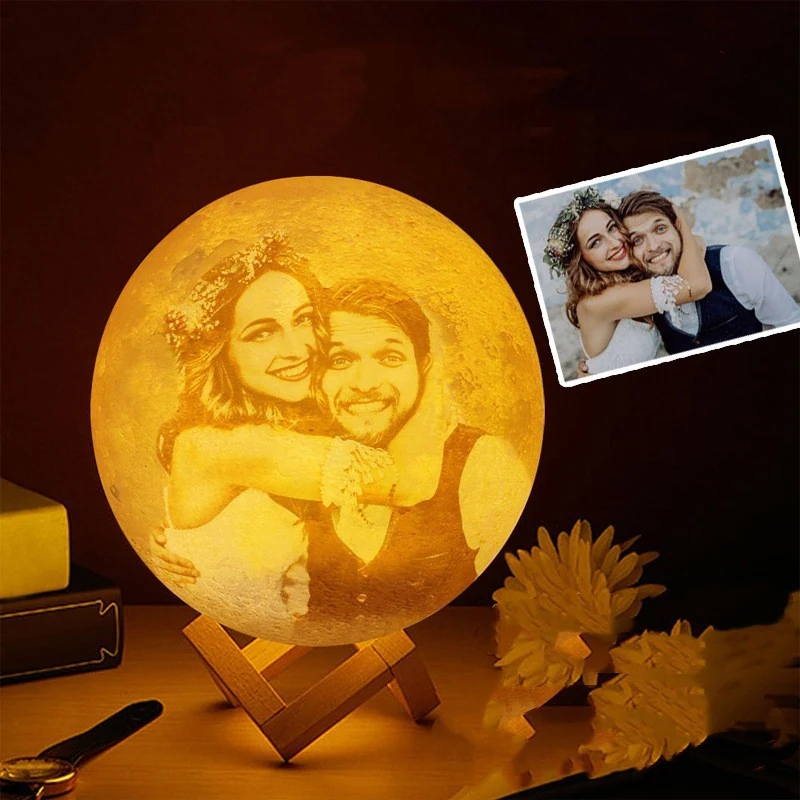 Customised 3D printed moon night light with touch dimming
