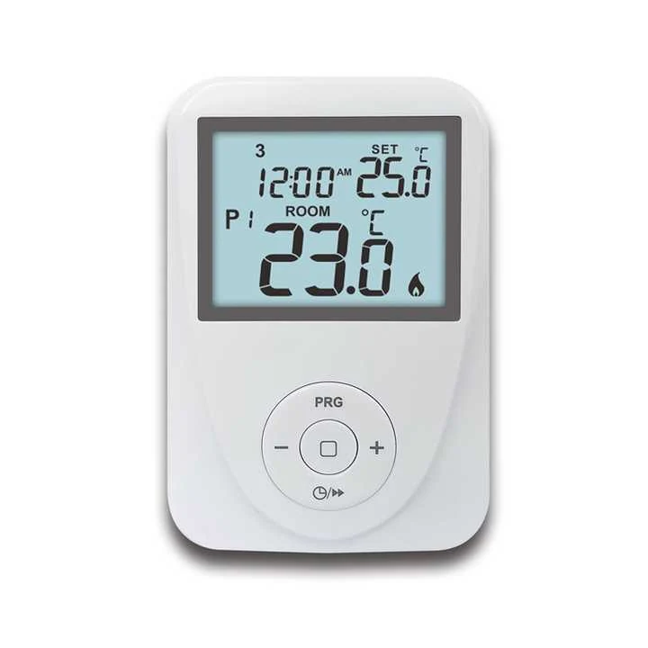 ST2602 programmable digital gas boiler thermostat front and rear views