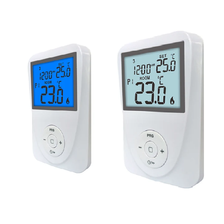 ST2602 programmable digital gas boiler thermostat front and rear views, view 5