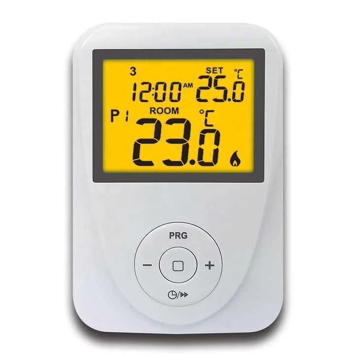 ST2602 programmable digital gas boiler thermostat front and rear views, view 3