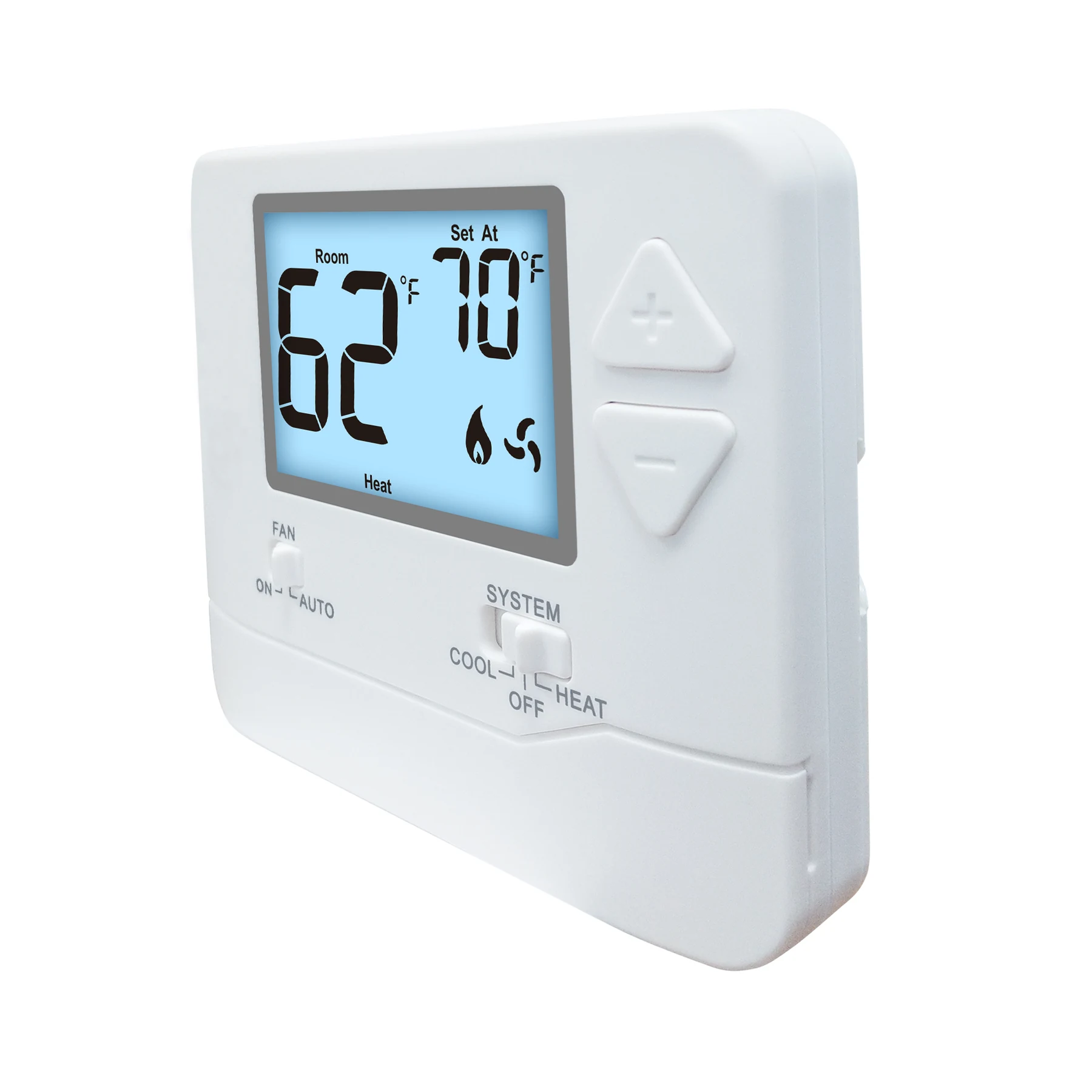 STN701 low voltage manual wall air conditioner thermostat with backlit LCD, view 3