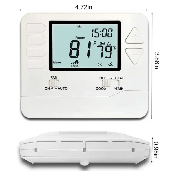 STN721 non-programmable 24 VAC heat pump thermostat with large display, view 4