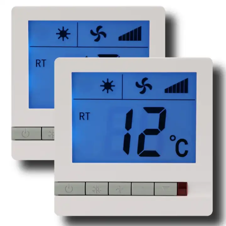 OCTK305AC 230 VAC non-programmable fan coil unit thermostat with digital LCD, view 2