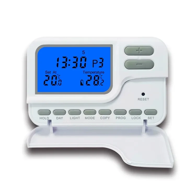 S2302 programmable room thermostat with blue backlit LCD