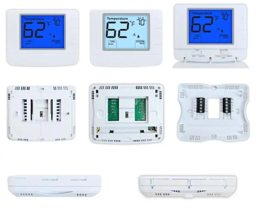 STN1220 non-programmable air conditioner thermostat with four daily periods, view 3