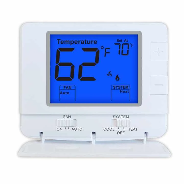 STN1220 non-programmable air conditioner thermostat with four daily periods, view 2